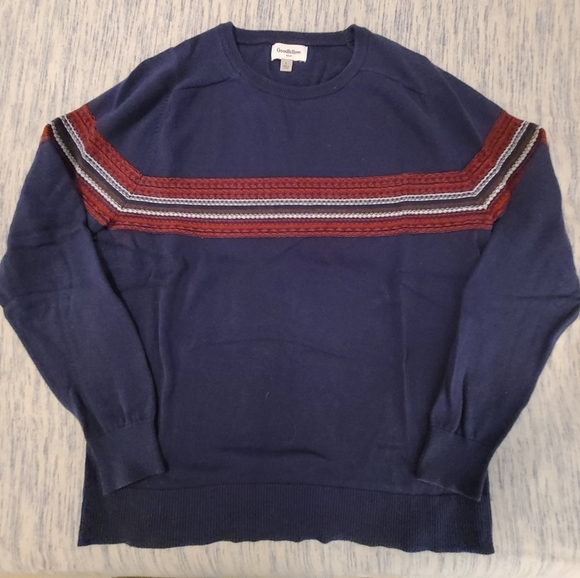Goodfellow & Co large Crewneck Long Sleeve Sweater Mens Fair Isle Red Blue - Picture 3 of 6
